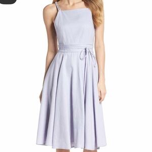 Size 8 Gal Meets Glam Caroline Linen Blend Fit & Flare Light Purple Midi Dress